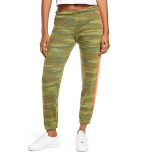 Aviator Nation Camo Sweatpants with Sunset Stripe